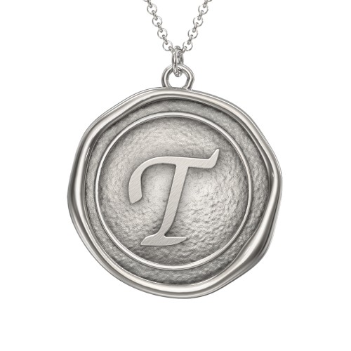 Initial Medallion Necklace - T – Sterling Silver