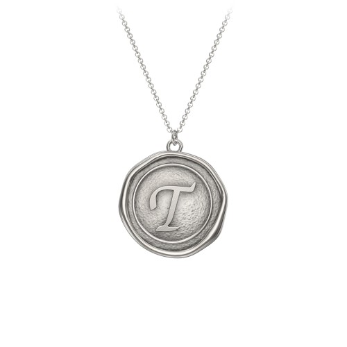 Initial Medallion Necklace - T