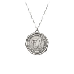 Initial Medallion Necklace - U – Sterling Silver