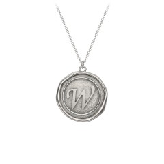 Initial Medallion Necklace - W – Sterling Silver