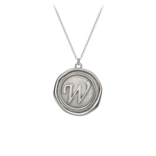 Initial Medallion Necklace - W – Sterling Silver