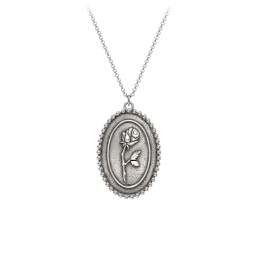 Engravable Rose Medallion Necklace in 925 Sterling Silver
