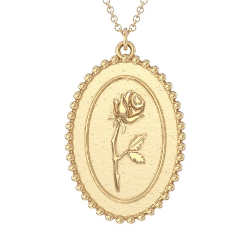 Engravable Rose Medallion Necklace – 9kt Yellow Gold