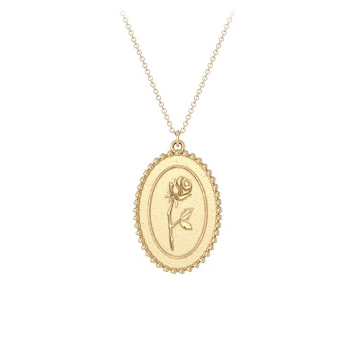 Engravable Rose Medallion Necklace – 9kt Yellow Gold