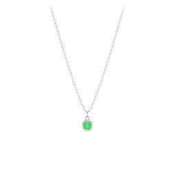 Bezel Set Multi-Birthstone Drop Necklace in 925 Sterling Silver with Emerald