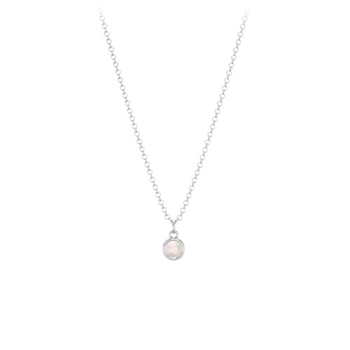 Bezel Set Multi-Birthstone Drop Necklace – Sterling Silver with Opal