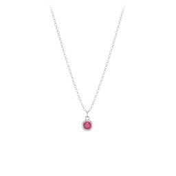 Bezel Set Multi-Birthstone Drop Necklace in 925 Sterling Silver with Ruby