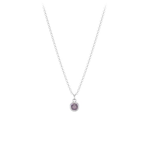 Bezel Set Multi-Birthstone Drop Necklace – Sterling Silver with Alexandrite