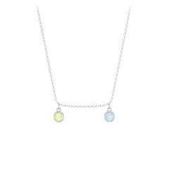 Bezel Set Birthstone Drop Necklace - 2 Stone
