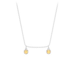 Bezel Set Birthstone Drop Necklace - 2 Stone