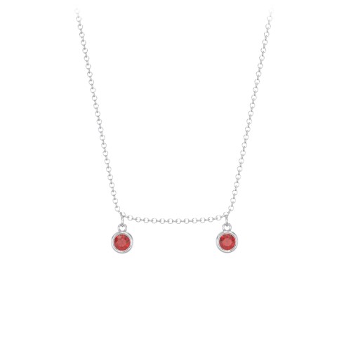 Bezel Set Birthstone Drop Necklace - 2 Stone