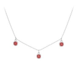 Bezel Set Birthstone Drop Necklace - 3 Stone