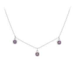 Bezel Set Birthstone Drop Necklace - 3 Stone in 925 Sterling Silver with Alexandrite