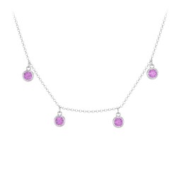 Bezel Set Birthstone Drop Necklace - 4 Stone in 925 Sterling Silver with Amethyst