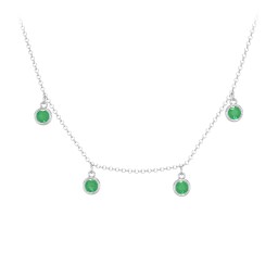 Bezel Set Birthstone Drop Necklace - 4 Stone in 925 Sterling Silver with Emerald