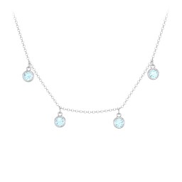 Bezel Set Birthstone Drop Necklace - 4 Stone in 925 Sterling Silver with Blue Topaz