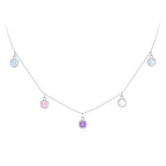 Bezel Set Birthstone Drop Necklace - 5 Stone