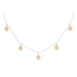 Bezel Set Birthstone Drop Necklace - 5 Stone