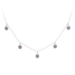 Bezel Set Birthstone Drop Necklace - 5 Stone in 925 Sterling Silver with Alexandrite