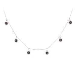 Bezel Set Birthstone Drop Necklace - 6 Stone