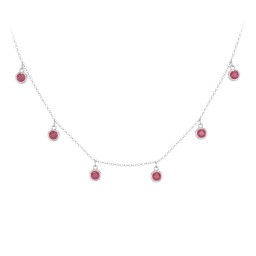 Bezel Set Birthstone Drop Necklace - 6 Stone
