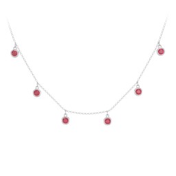 Bezel Set Birthstone Drop Necklace - 6 Stone