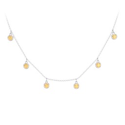 Bezel Set Birthstone Drop Necklace - 6 Stone