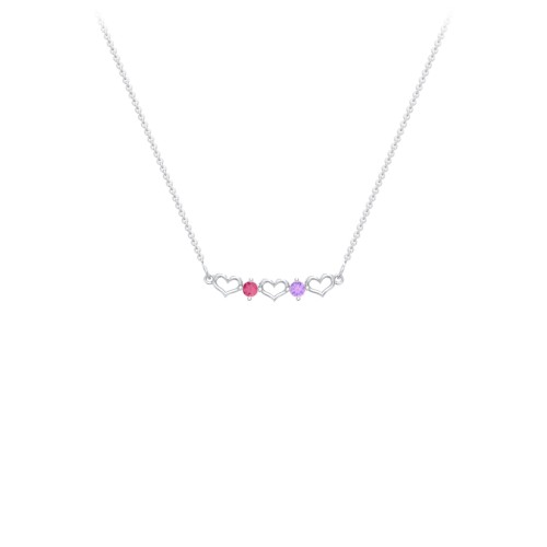 Heart To Heart Necklace with 2 Birthstones
