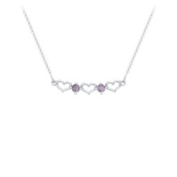 Heart To Heart Necklace with 2 Birthstones in 925 Sterling Silver with Alexandrite