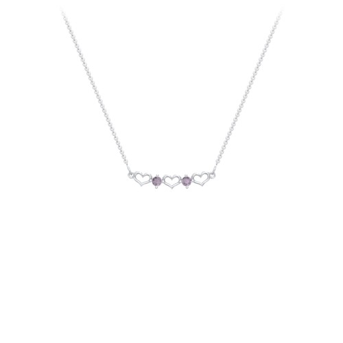 Heart To Heart Necklace with 2 Birthstones – Sterling Silver with Alexandrite