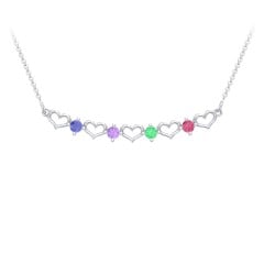 Heart To Heart Necklace with 4 Birthstones