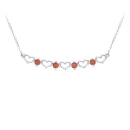 Heart To Heart Necklace with 4 Birthstones in 925 Sterling Silver with Garnet
