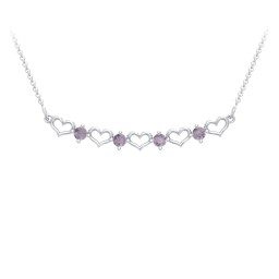 Heart To Heart Necklace with 4 Birthstones in 925 Sterling Silver with Alexandrite