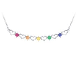 Heart To Heart Necklace with 5 Birthstones