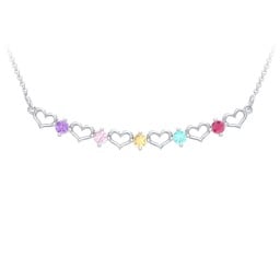 Heart To Heart Necklace with 5 Birthstones