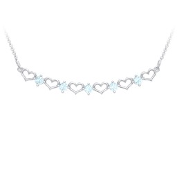 Heart To Heart Necklace with 5 Birthstones in 925 Sterling Silver with Blue Topaz
