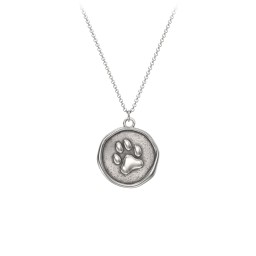 Engravable Paw Print Medallion Necklace in 925 Sterling Silver