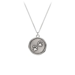 Engravable Paw Prints Medallion Necklace in 925 Sterling Silver