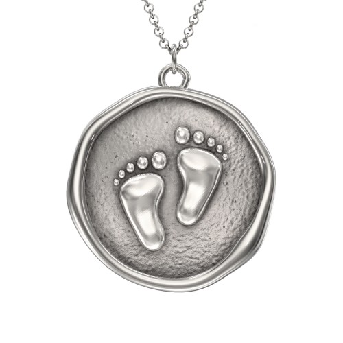 Engravable Baby Footprint Medallion Necklace
