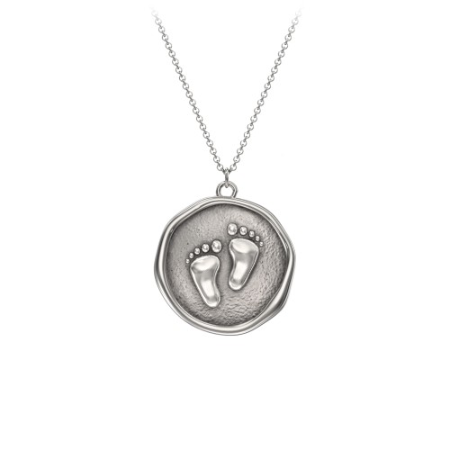 Engravable Baby Footprint Medallion Necklace