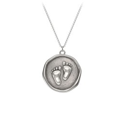 Engravable Baby Footprint Medallion Necklace in 925 Sterling Silver