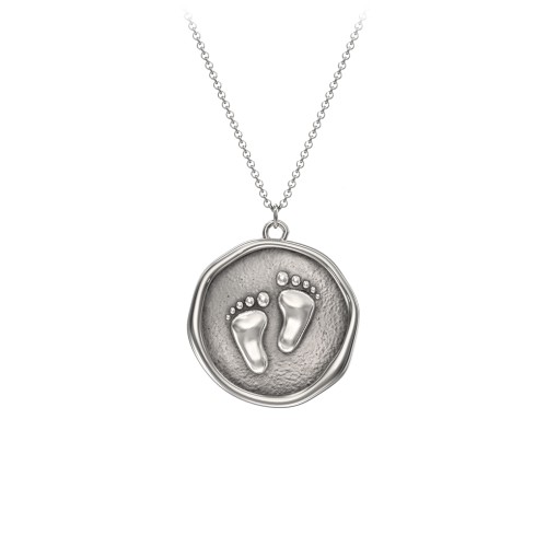 Engravable Baby Footprint Medallion Necklace – Sterling Silver