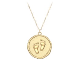 Engravable Baby Footprint Medallion Necklace in 9K Solid Yellow Gold