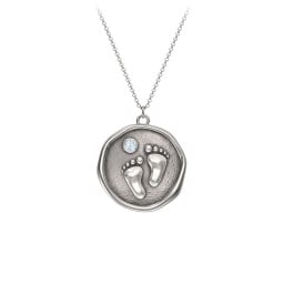 Engravable Baby Footprint Medallion Necklace with Birthstone