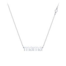 Mama Necklace In Modern Font with Satellite Birthstone