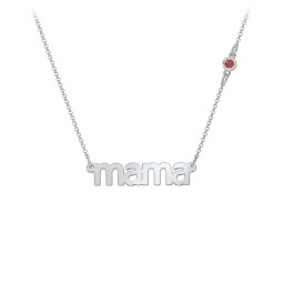 Mama Necklace In Modern Font with Satellite Birthstone