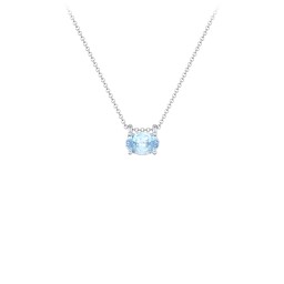 East-West Oval Necklace with Gemstone in 925 Sterling Silver with Aquamarine