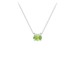 East-West Oval Necklace with Gemstone in 925 Sterling Silver with Peridot