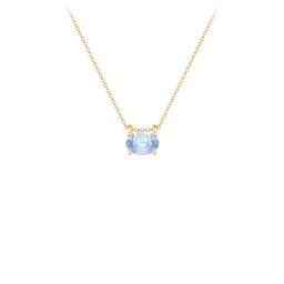 East-West Oval Necklace with Gemstone in 9K Solid Yellow Gold with Aquamarine