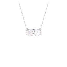 East-West Oval Necklace with 2 Gemstones in 925 Sterling Silver with Diamond